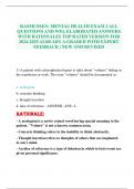 RASMUSSEN: MENTAL HEALTH EXAM 2 ALL QUESTIONS AND WEL ELABORATED ANSWERS WITH RATIONALES TOP RATED VERSION FOR 2024-2025 ALREADY A GRADED WITH EXPERT FEEDBACK | NEW AND REVISED