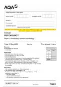 2023 AQA A-level PSYCHOLOGY 7182/1 Paper 1 Introductory topics in psychology Question Paper &  Mark scheme (Merged) June 2023 [VERIFIED]