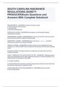 SOUTH CAROLINA INSURANCE REGULATIONS (SURETY PRODUCER)Exam Questions and Answers With Complete Solutions!