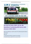 My EMT-B FINAL PREP All the JBL Questions Containing 820 terms with Answers 2024-2025. 