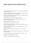 Water Operator Class D Study Guide A+ GRADED