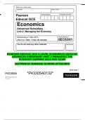 PEARSON EDEXCEL A-LEVEL ECONOMICS 6EC  ADVANCED PAPER  1  SUMMER EXAM SAMPLES AUTHENTIC MARKING SCHEME ATTACHED