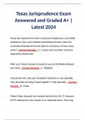 Texas Jurisprudence Exam Answered and Graded A+ | Latest 2024