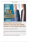 Illinois Property Insurance Exam Questions (155 Terms) with Certified Answers/ A+ Score Solution 2024-2025. 