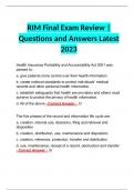 RIM Final Exam Review | Questions and Answers Latest 2023