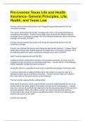 Pre-License Texas Life and Health Insurance- General Principles, Life, Health, and Texas Law