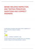 SENSE WELDING INSPECTION  AND TESTING PRINCIPLES QUESTIONS AND CORRECT  ANSWERS 