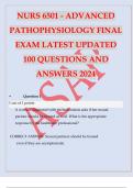  NURS 6501 ADVANCED PATHOPHYSIOLOGY FINAL EXAM 100 QUESTIONS WITH CORRECT ANSWERS LATEST UPDATE 2024.