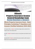 Illinois Property Insurance Exam - Basic Principles Containing 71 Questions and Answers (Verified Solutions) 2024-2025.