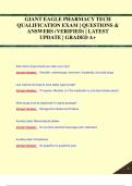 GIANT EAGLE PHARMACY  TECHNICIAN QUALIFICATION EXAM |  QUESTIONS & ANSWERS (VERIFIED) |  LATEST UPDATE | GRADED A+