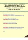 GIANT EAGLE PHARMACY TECH TEST,  GIANT EAGLE PHARMACY TECH  CERTIFICATION EXAM | QUESTIONS &  ANSWERS (VERIFIED) | LATEST  UPDATE | GRADED A+