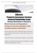 Illinois Statutes and Regulations Common to all Lines Questions with Certified Solutions 2024-2025. 