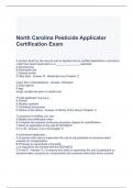 North Carolina Pesticide Applicator Certification Exam Questions and Answers 2024