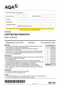 GCE Further Mathematics A Y542/01: Statistics A Level Question Paper & Mark Scheme (Merged)