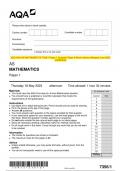 GCE Further Mathematics A Y543/01: Mechanics A Level