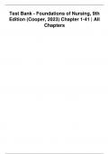 Test Bank For Foundations of Nursing 9th Edition by Kim Cooper, Kelly Gosnell Chapter 1-41 | All Chapters with Answers and Rationals