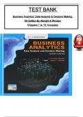 Test Bank For Business Analytics: Data Analysis & Decision Making, 7th Edition by Albright and Winston's, ISBN: 9780357109953, All 19 Chapters Covered, Verified Latest Edition