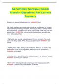 AZ Certified Caregiver Exam  Practice Questions And Correct  Answers