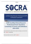 CCRP (Certified Clinical Research Professional) Exam Questions Containing 273 terms and Definitions 2024-2025.