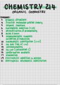 Organic Chemistry 214 summary notes