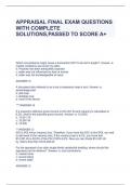 APPRAISAL FINAL EXAM QUESTIONS WITH COMPLETE SOLUTIONS,PASSED TO SCORE A+.