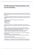 ATI RN Predictor Study Questions and Correct Answers