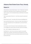 Alabama Real Estate Exam Prep. Already Rated A+ Alabama Real Estate Commission Mission Statement - Answer "To uphold, protect, and promote the public interest, which embraces the interests of regulated licensees and entities and the interest of consume