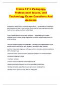 Praxis 5113 Pedagogy,  Professional Issues, and  Technology Exam Questions And  Answers