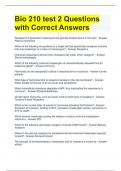 Bundle For BIO 210 Exam Questions with Correct Answers