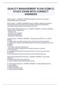 QUALITY MANAGEMENT PLAN (CQM-C)  STUDY EXAM WITH CORRECT  ANSWERS