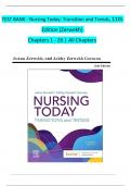 TEST BANK For Nursing Today: Transition and Trends, 11th Edition (Zerwekh), Verified Chapters 1 - 26, Complete Newest Version