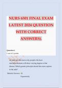 NURS 6501 ADVANCED PATHOPHYSIOLOGY FINAL EXAM QUESTIONS WITH CORRECT ANSWERS 2024.