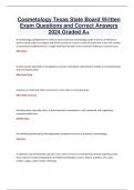 Cosmetology Texas State Board Written Exam Questions and Correct Answers 2024 Graded A+ 