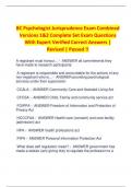 BC Psychologist Jurisprudence Exam Combined  Versions 1&2 Complete Set Exam Questions  With Expert Verified Correct Answers |  Revised | Passed !!