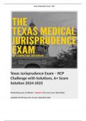 Texas Jurisprudence Exam – RCP Challenge with Solutions, A+ Score Solution 2024-2025. 