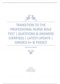 TRANSITION TO THE PROFESSIONAL NURSE ROLE TEST GRADED A+