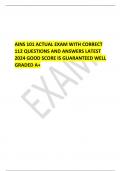  AINS 101 ACTUAL EXAM WITH CORRECT 112 QUESTIONS AND ANSWERS LATEST 2024 GOOD SCORE IS GUARANTEED WELL GRADED A+