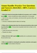 Ammo Handler Practice Test Questions and Answers Updated 2024/2025 | Ammo Handler Test Questions and Answers | Ammo 67 Exam Questions and Answers | Updated 2024/2024 (Graded A+)