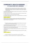 NR-435: | NR 435 RN COMMUNITY HEALTH NURSING QUESTIONS WITH ANSWERS| GRADED A+