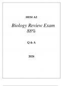 HESI A2 BIOLOGY REVIEW EXAM 88% PASS Q & A 2024.