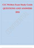 CLC Written Exam Study Guide QUESTIONS AND ANSWERS 2024