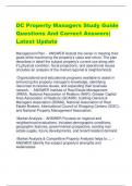 DC Property Managers Study Guide Questions And Correct Answers|  Latest Update