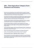 QAL - Plant Agriculture Category Exam Questions and Answers.