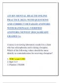 ATI RN MENTAL HEALTH ONLINE PRACTICE 2023A WITH QUESTIONS AND CORRECT DETAILED ANSWERS WITH RATIONALE (VERIFIED ANSWERS) NEWEST 2024 |ALREADY GRADED A+