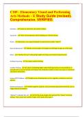 C105 - Elementary Visual and Performing Arts Methods – E Study Guide (revised). Comprehensive. VERIFIED