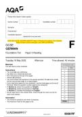 2023 AQA GCSE GERMAN 8668/RF Paper 3 Reading Foundation Tier Question  Paper & Mark scheme (Merged) June 2023 [VERIFIED]