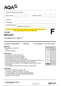 2023 AQA GCSE BIOLOGY 8461/1F Paper 1 Foundation Tier Question Paper &  Mark scheme (Merged) June 2023 [VERIFIED] GCSE BIOLOGY