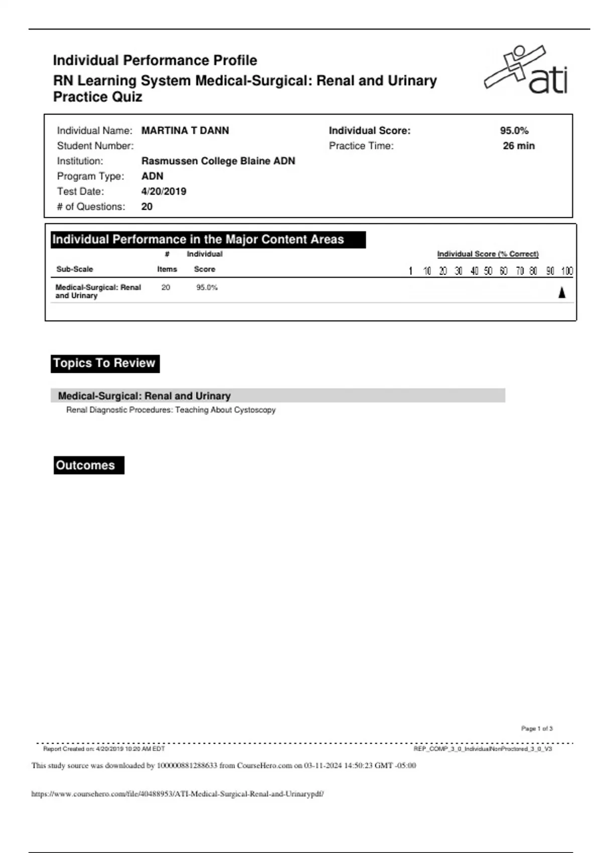 ATI Medical Surgical Renal and Urinary with complete solution