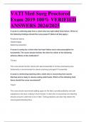 BEST ANSWERS VATI Med Surg Proctored  Exam 2019 100% VERIFIED  ANSWERS 2024/2025