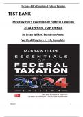 TEST BANK For McGraw-Hill's Essentials of Federal Taxation 2024 Edition, 15th Edition By Brian Spilker, Benjamin Ayers, Verified Chapters 1 - 17, Complete